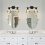 Bathroom Vanity Light, Industrial Metal Cage Wall Sconce, Farmhouse Wall Sconce Matte Black Metal Cage Light Fixture for Over Bathroom Mirror, Cafe, Living Room