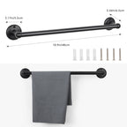 4 Piece Set, Black Bathroom Accessory Kit, Bathroom Hardware Set with 18" Towel Rail, Toilet Paper Holder, Towel Ring & Bathrobe Hook, Black Bathroom Towel Kit, Wall Mounted