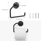 4 Piece Set, Black Bathroom Accessory Kit, Bathroom Hardware Set with 18" Towel Rail, Toilet Paper Holder, Towel Ring & Bathrobe Hook, Black Bathroom Towel Kit, Wall Mounted