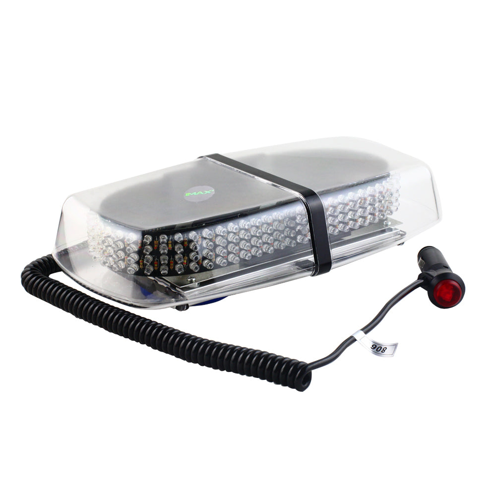 Magnetic LED Emergency Strobe Light Amber White, 12V Car Roof Warning Beacon with Spring Cord & On/Off Button