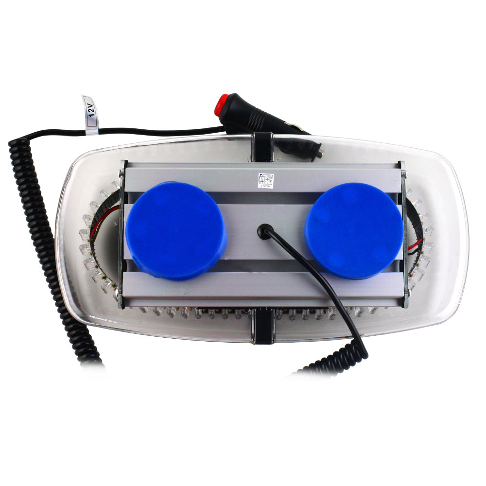 Magnetic LED Emergency Strobe Light Amber White, 12V Car Roof Warning Beacon with Spring Cord & On/Off Button