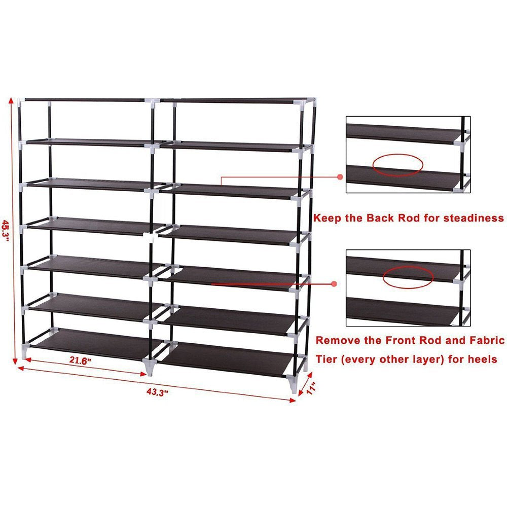 6 Tier Double Row Shoe Rack with Dust Cover, Waterproof Non-woven Shoe Storage Organizer for Entryway Bedroom