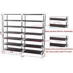 6 Tier Double Row Shoe Rack with Dust Cover, Waterproof Non-woven Shoe Storage Organizer for Entryway Bedroom