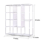 Yellow Stripe Fabric Portable Clothes Wardrobe Metal Frame Storage Closet
