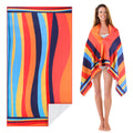 2-Pack Oversized Beach Towels - 70inchx38inch Quick-Dry Sand-Free Swimming Blanket - Vibrant Stripe Microfiber Towel for Pool & Yoga