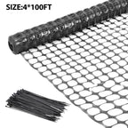 4' x 100' Plastic Mesh Safety Fence - High-Visibility Construction Barrier Netting - Includes 100 Zip Ties for Garden & Poultry