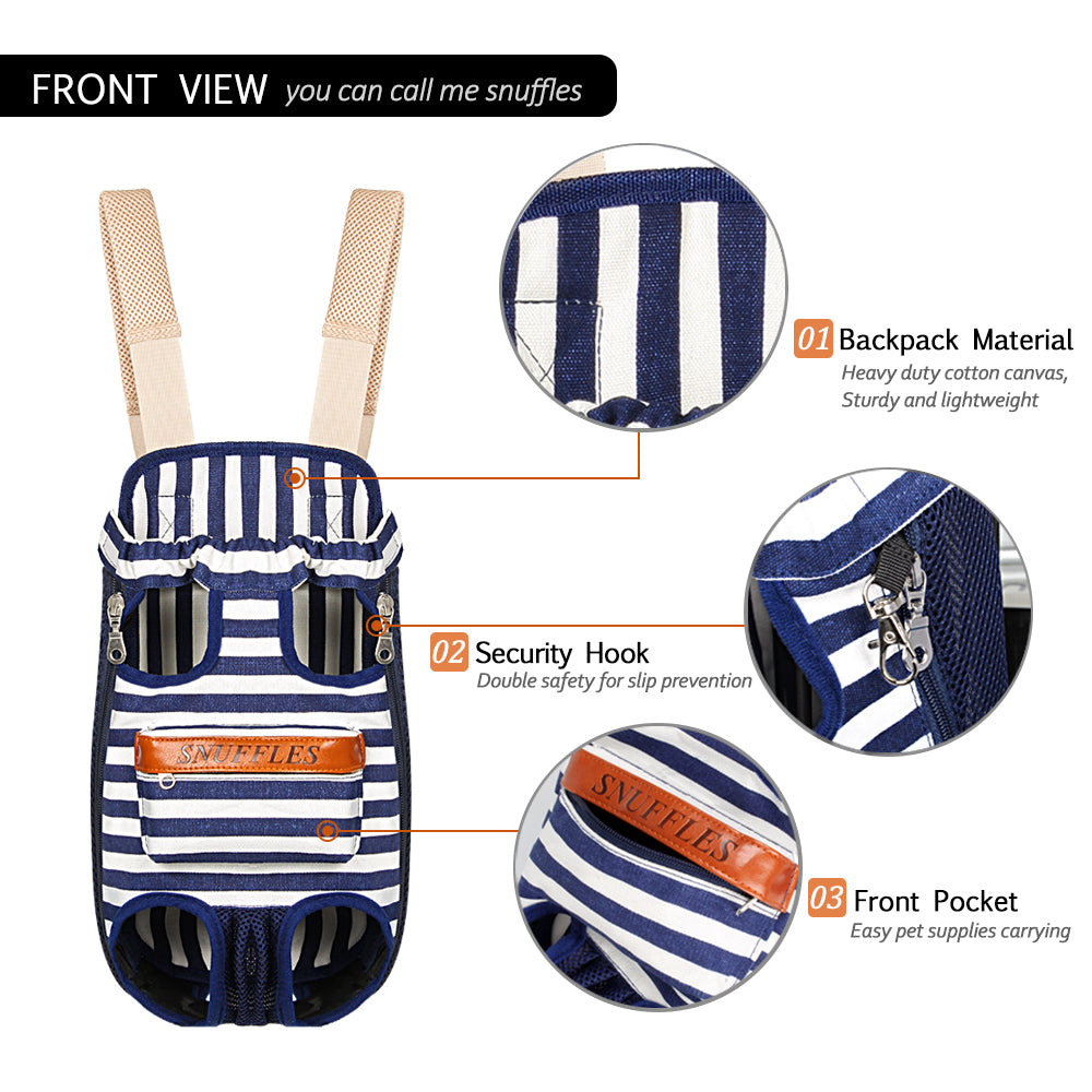 Pet Carrier Backpack, Hands-Free Adjustable Dog Front Carrier Legs Out & Easy-Fit Dog Backpack Carrier for Hiking Camping Traveling Cycling for Small Dogs and Cats, Rabbits