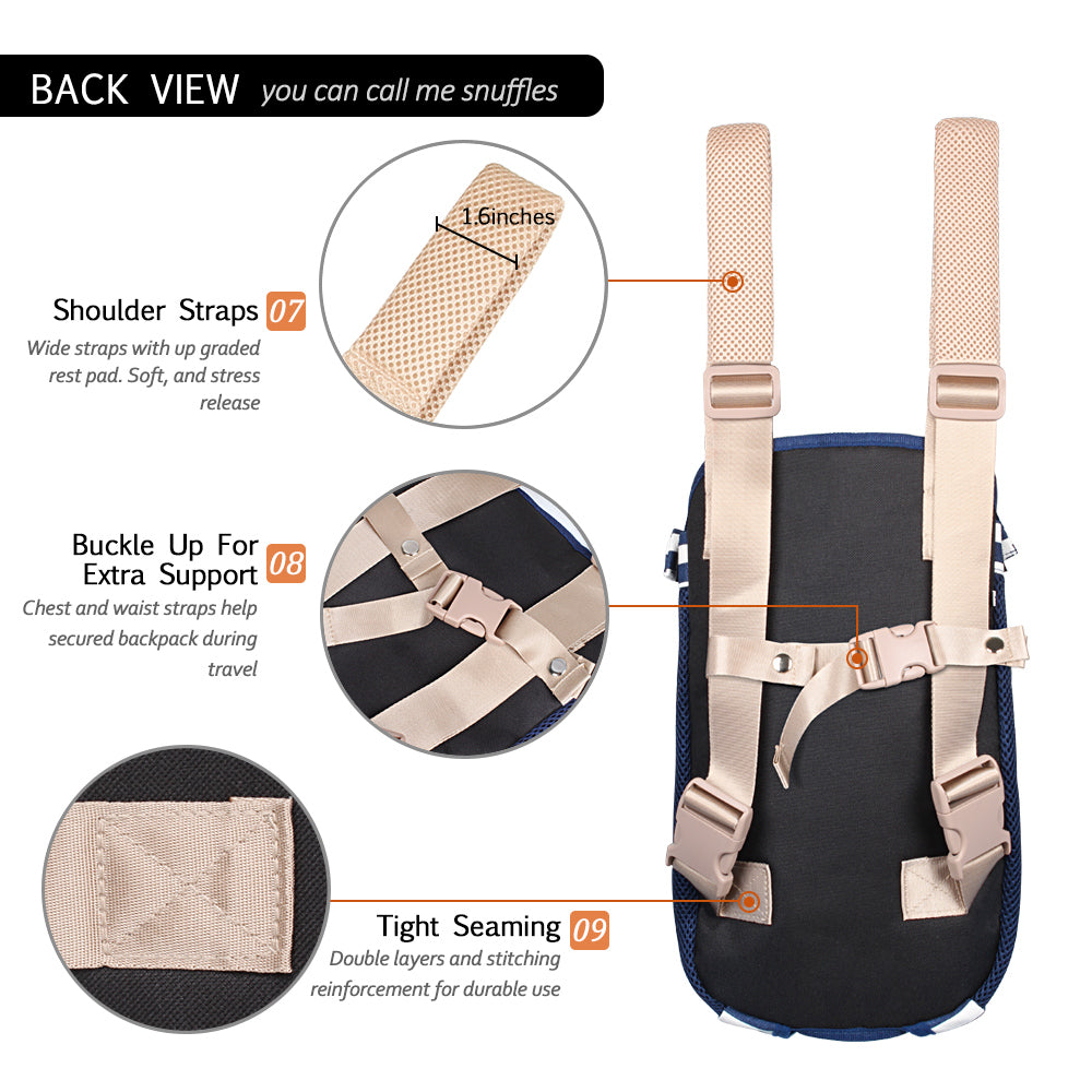 Pet Carrier Backpack, Hands-Free Adjustable Dog Front Carrier Legs Out & Easy-Fit Dog Backpack Carrier for Hiking Camping Traveling Cycling for Small Dogs and Cats, Rabbits