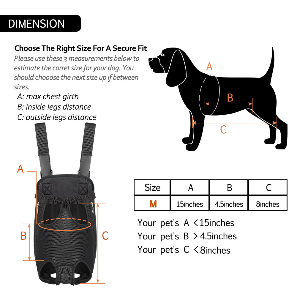 Pet Carrier Backpack, Hands-Free Adjustable Dog Front Carrier Legs Out & Easy-Fit Dog Backpack Carrier for Hiking Camping Traveling Cycling for Small Dogs and Cats, Rabbits