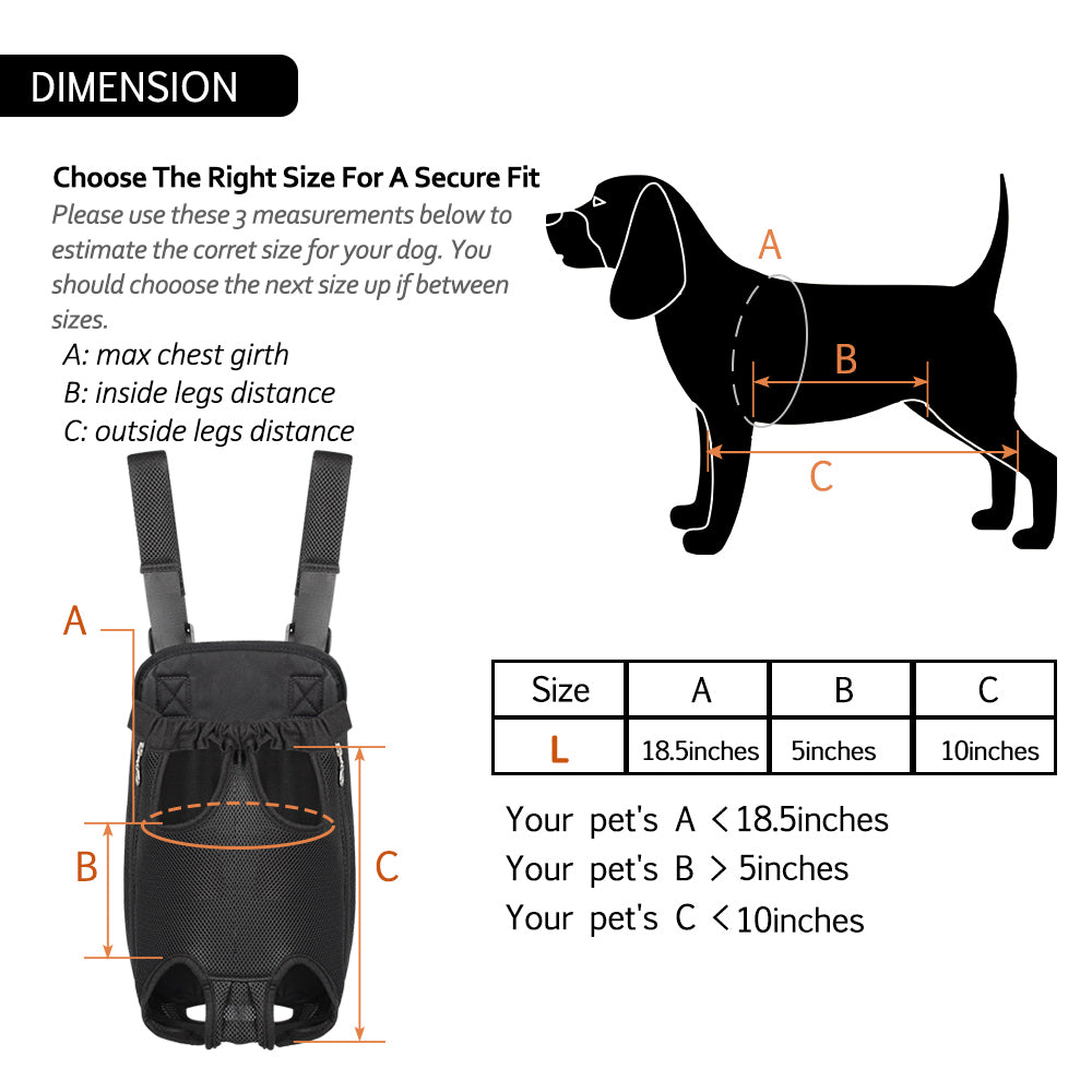 Pet Carrier Backpack, Hands-Free Adjustable Dog Front Carrier Legs Out & Easy-Fit Dog Backpack Carrier for Hiking Camping Traveling Cycling for Small Dogs and Cats, Rabbits