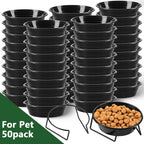 50-Pack Disposable Pet Feeding Bowls with Stand - 32 oz Paper Dog Dishes for Small to Medium Dogs - Travel Water & Food Bowls
