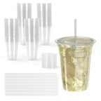 100-Pack 16oz/20oz/24oz Clear Plastic Cups with Lids & Straws - Leak-Proof Disposable Cups for Iced Coffee, Smoothies & Boba Tea