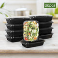 50-Pack 1-Compartment Meal Prep Containers - 32oz Reusable Plastic Bento Boxes with Lids - Microwave, Freezer & Dishwasher Safe