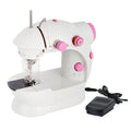 Mini Portable Sewing Machine - Dual Speed Crafting & Mending Machine for Beginners - Includes Foot Pedal, Pink & White