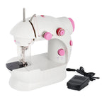 Mini Portable Sewing Machine - Dual Speed Crafting & Mending Machine for Beginners - Includes Foot Pedal, Pink & White