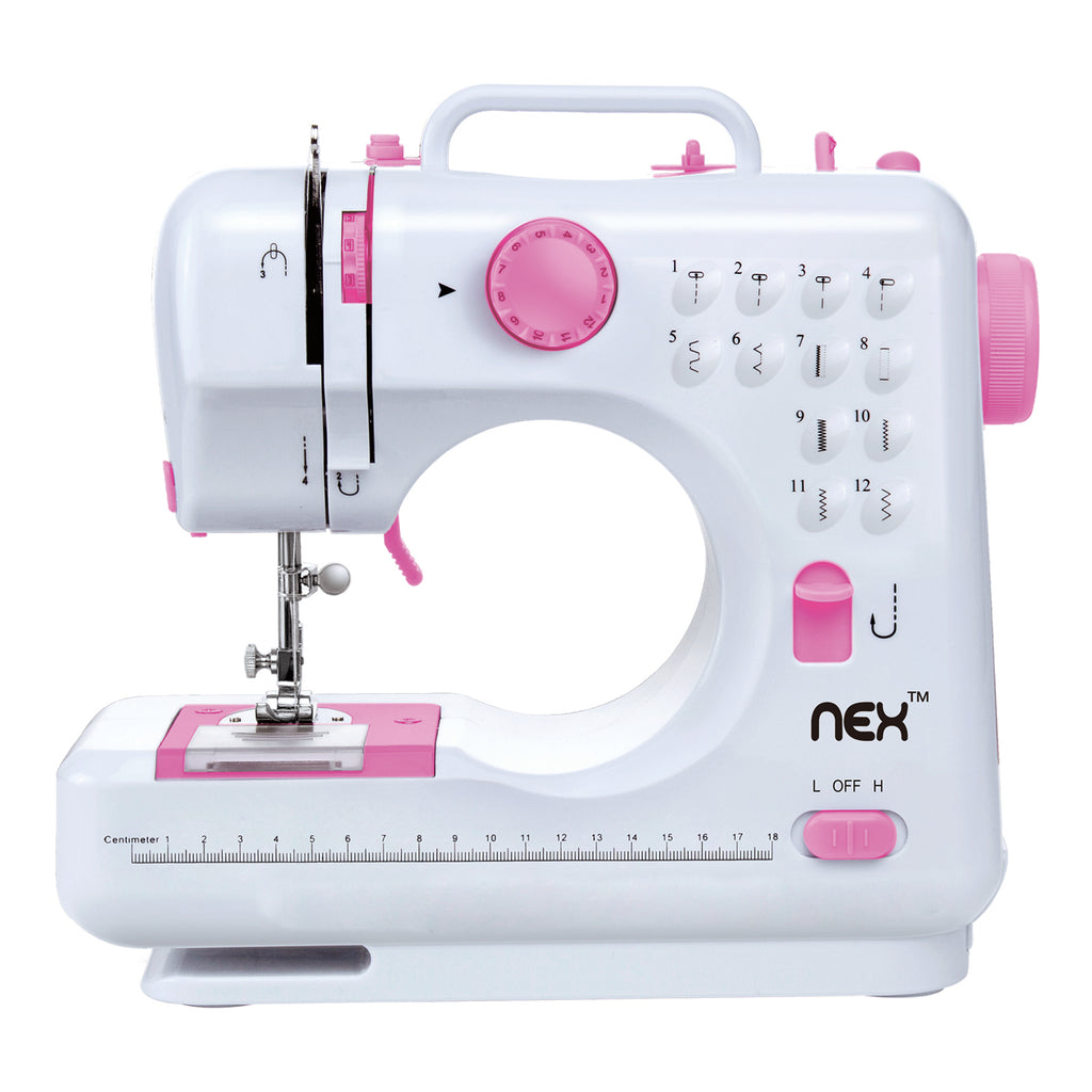 Portable Multi-Functional Sewing Machine - 12 Built-in Stitches & 2 Speeds - Electric Crafting Machine for Adults & Beginners, Pink