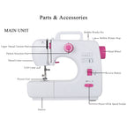1 Sewing Machine with 16 Built-in Stitches and 60 Spools of Thread. It features adjustable sewing speed, reverse stitching for reinforced seams, buttonhole stitching, four-step buttonholes, seam sewing, plus replaceable presser feet and seam guides.