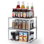 Set of 2 Black Cabinet Shelf Inserts - Expandable & Stackable Kitchen Organizer for Spice Rack