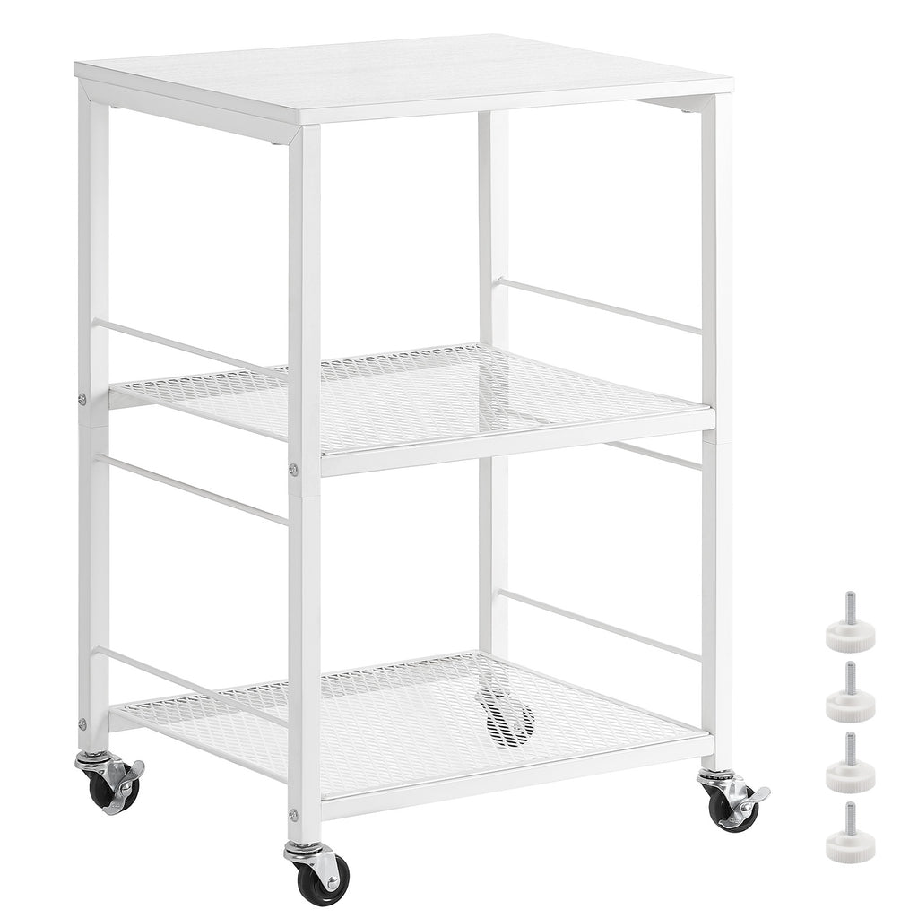 2-Tier Small End Table - White Wood Nightstand with Storage Shelf - Modern Printer Stand & Sofa Side Table for Small Spaces