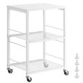 2-Tier Small End Table - White Wood Nightstand with Storage Shelf - Modern Printer Stand & Sofa Side Table for Small Spaces