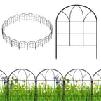 20-Pack Decorative Garden Fence - 6-Grid Style Metal Animal Barrier - Rustproof Outdoor Fencing for Yard & Flower Beds, Black