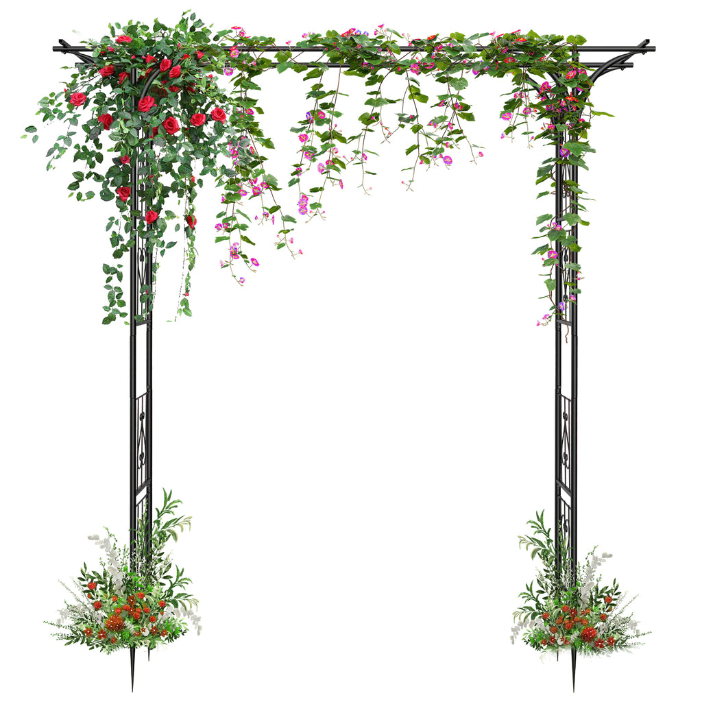 7FT Heavy Duty Garden Arch Trellis - Metal Arbor for Climbing Plants - Outdoor Archway for Wedding Ceremony & Party Decor