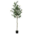 6FT Artificial Olive Tree - Lifelike Faux Potted Silk Tree with Realistic Trunk - Modern Home & Office Indoor Decoration