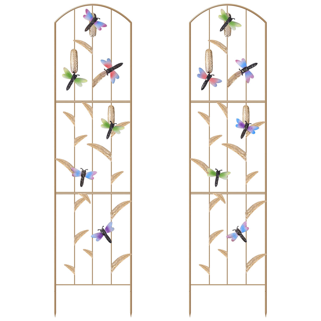 2-Pack Dragonfly Garden Trellis - 52inch Rustproof Metal Plant Support - Decorative Arched Trellis for Climbing Flowers & Vines