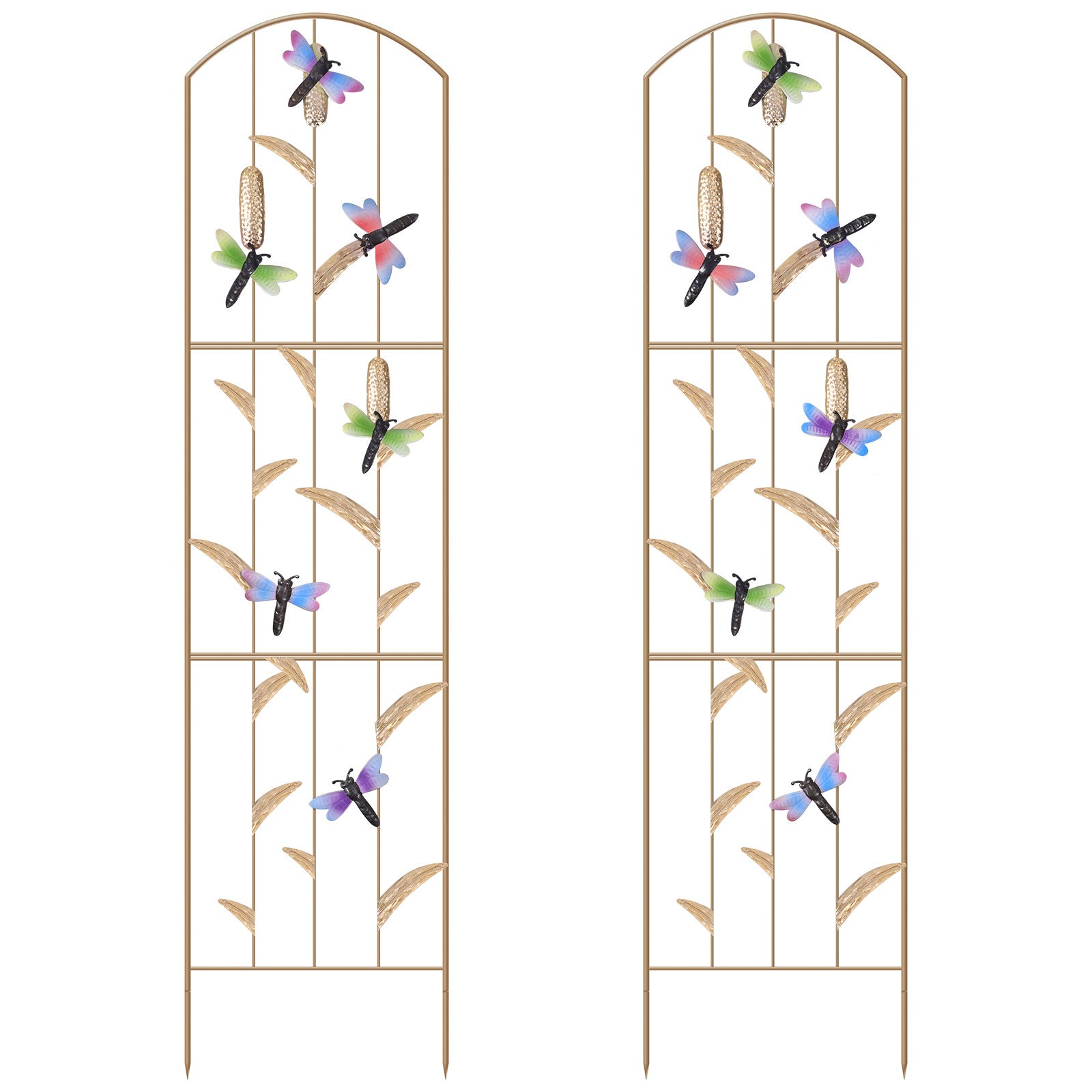 2-Pack Dragonfly Garden Trellis - 52inch Rustproof Metal Plant Support - Decorative Arched Trellis for Climbing Flowers & Vines