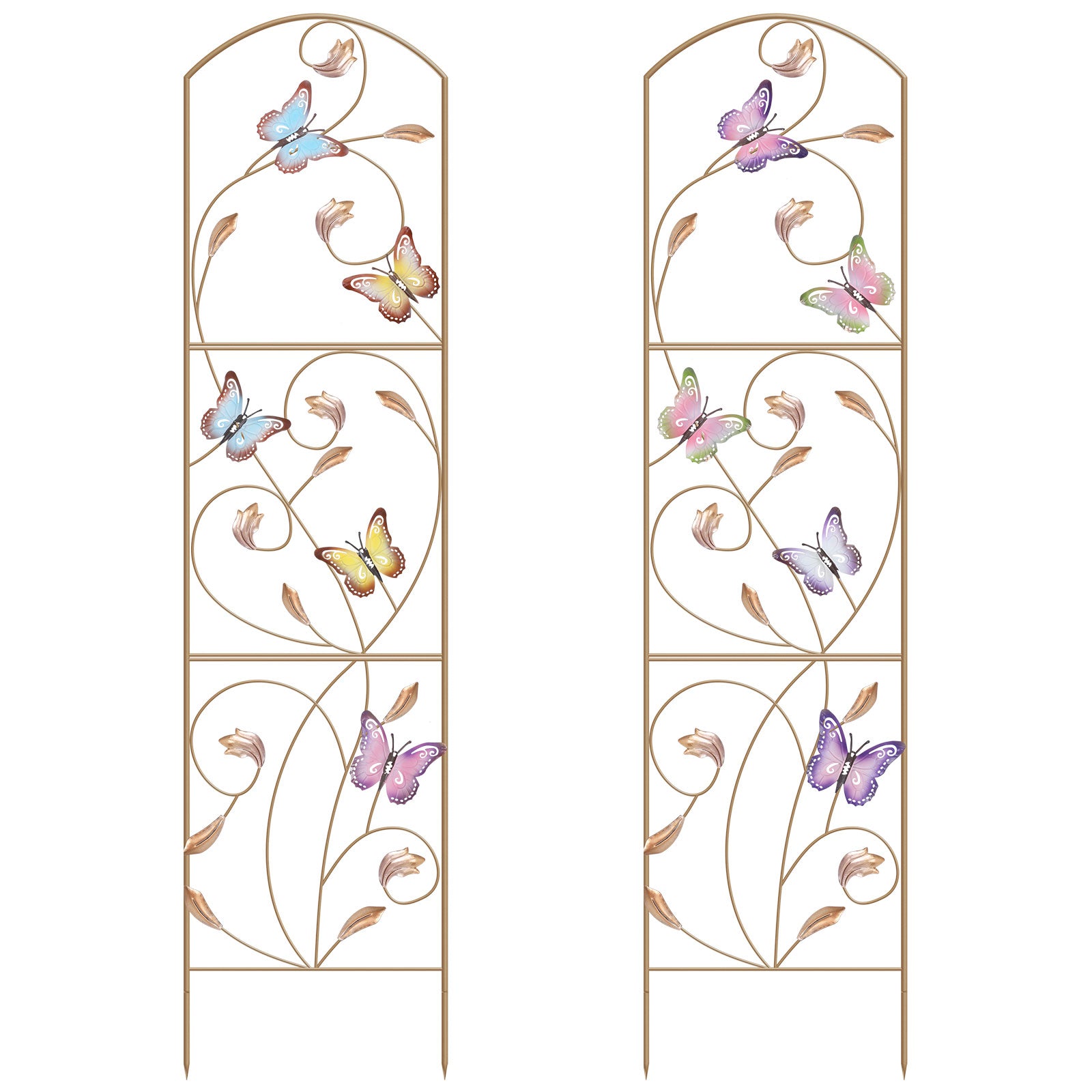 2-Pack Butterfly Garden Trellis - 52inch Decorative Metal Plant Support - Arched Flower Trellis for Yard, Patio & Balcony