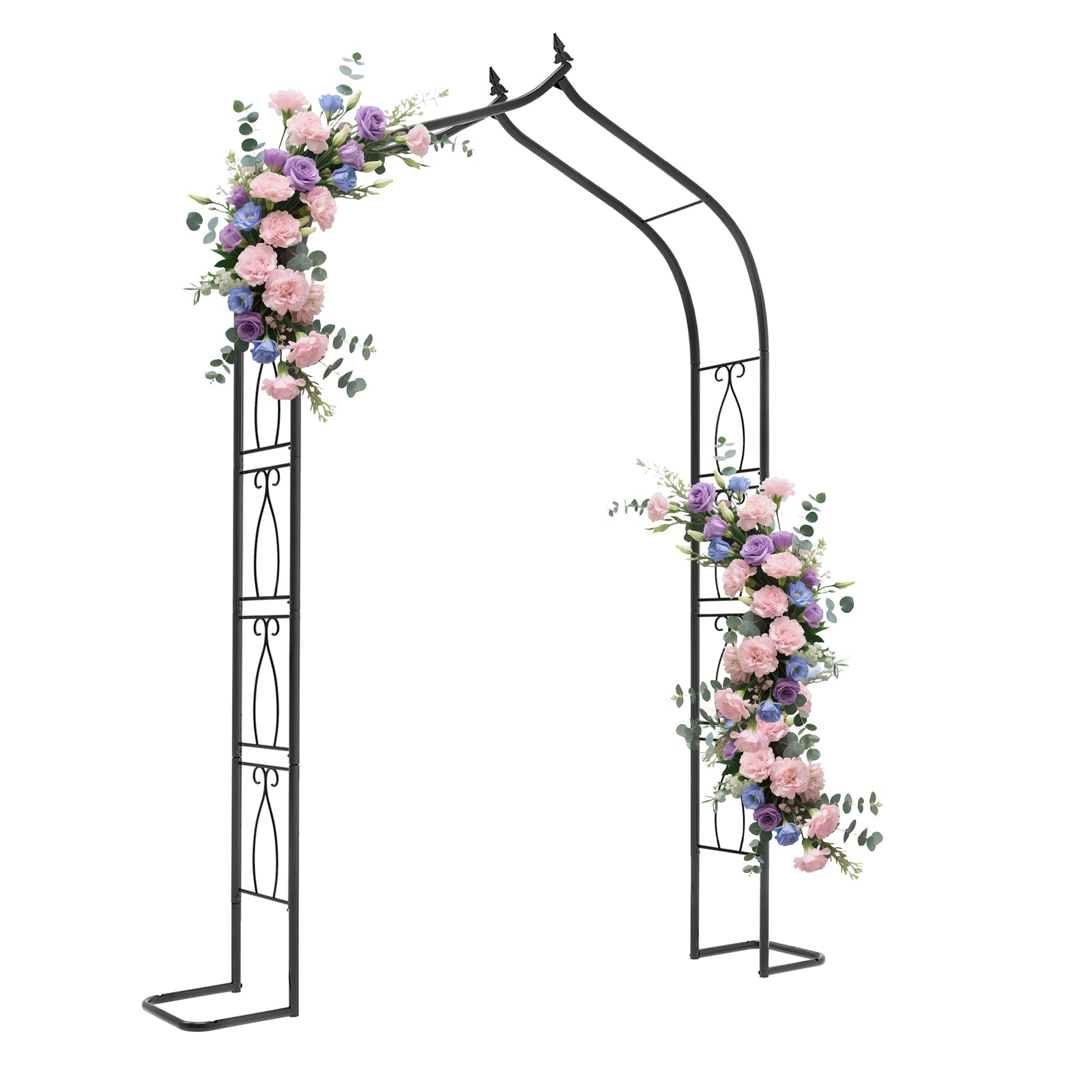 7FT Gothic Metal Garden Arch Arbor - Heavy Duty Trellis for Climbing Plants - Elegant Wedding Arch for Outdoor Ceremonies