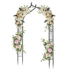 7FT Metal Garden Arch with Ground Stakes - Pointed Gothic Trellis - Durable Backdrop Stand for Party & Wedding Decor