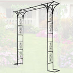 7FT Flat-Top Garden Arch Arbor - Modern Steel Trellis for Climbing Vines - Decorative Outdoor Gate for Backyard & Patio