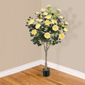 4ft Artificial Camellia Tree with Vibrant Yellow Flowers, Lifelike Potted Faux Plant for Indoor & Outdoor Home Decor, Porch & Office