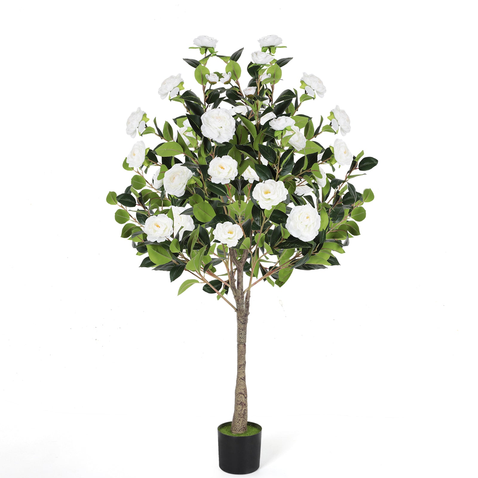 4ft Artificial Camellia Tree with Vibrant Yellow Flowers, Lifelike Potted Faux Plant for Indoor & Outdoor Home Decor, Porch & Office