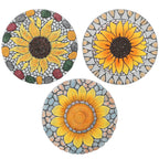 3-Pack Sunflower Decorative Garden Stepping Stones, 10-Inch Round Non-Slip Resin Path Stones for Yard Patio & Walkway