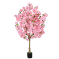 4FT Artificial Cherry Blossom Tree - Faux Pink Sakura Plant with Pot, Fake Flower Tree for Indoor Home, Living Room, Bedroom & Office Decor