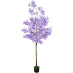 6ft Artificial Winter Jasmine Tree with Purple Flowers, Tall Faux Potted Blooming Plant for Indoor Outdoor Home Decor