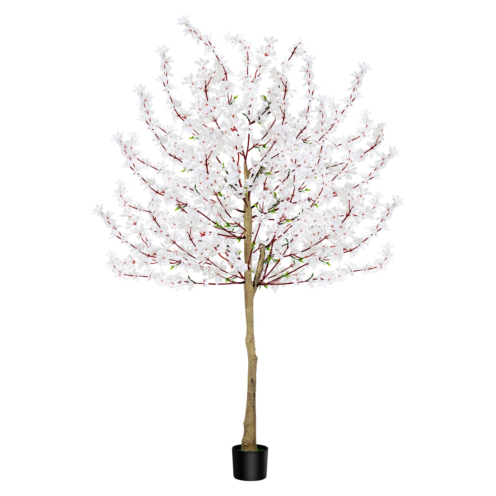 6ft Artificial Winter Jasmine Tree with White Flowers, Tall Faux Potted Blooming Plant for Indoor Home Office & Wedding Decor