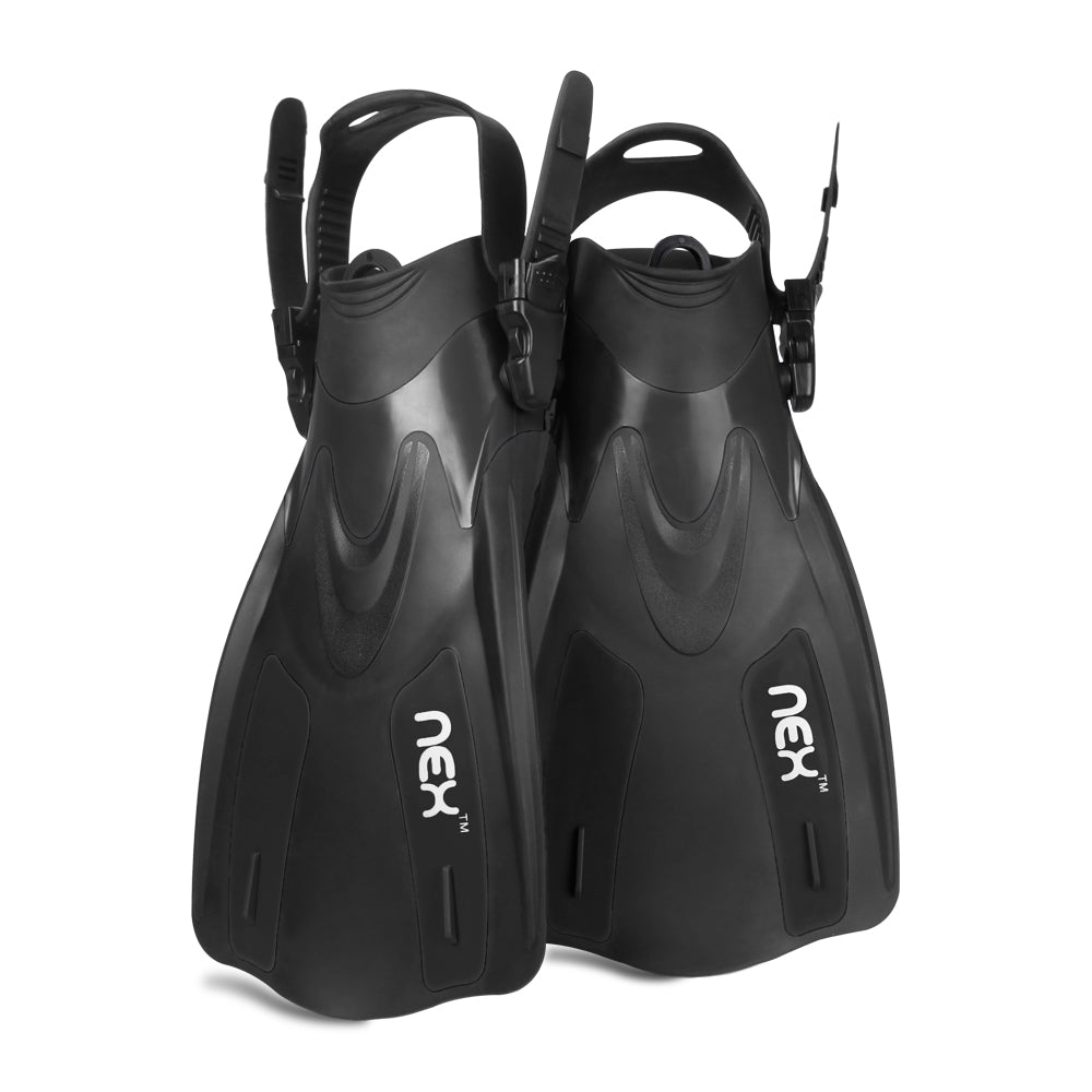 Adjustable Diving Fins for Adults, Short Blade Swimming Flippers for Men & Women, Comfortable Foot Fins for Snorkeling & Travel