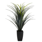 Artificial Ornamental Grass in Black Pot, Large Faux Potted Greenery for Modern Home Decor Office & Garden Decoration