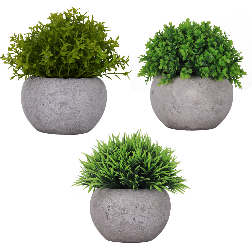 3-Piece Set Mini Artificial Plants, Realistic Faux Greenery Potted Plants for Indoor Outdoor Garden Patio & Holiday Decor