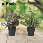 2-Pack Artificial Potted Plants, Mini Plastic Faux Flower Greenery for Living Room Bedroom Office & Desktop Decoration
