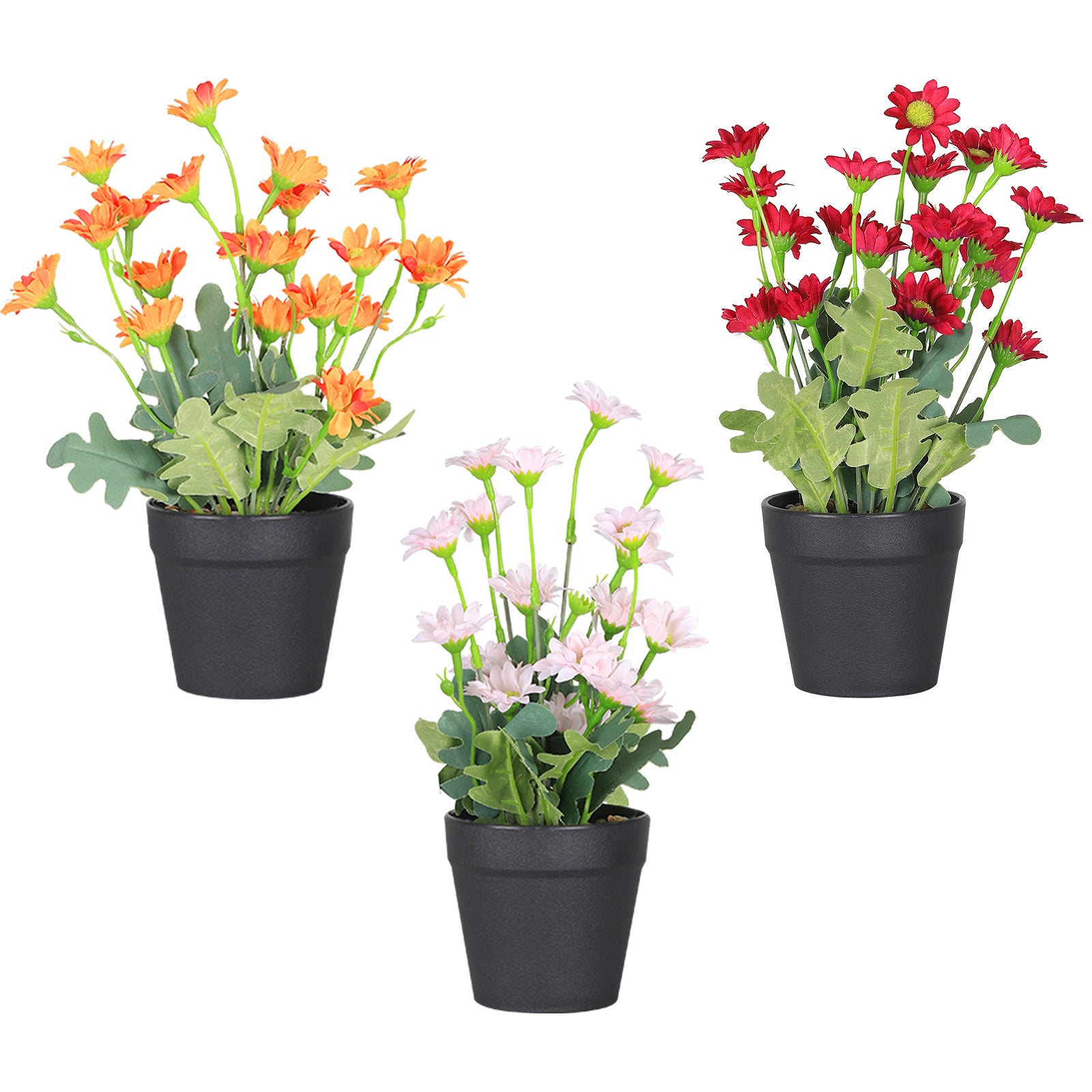 3-Piece Set Mini Artificial Plants, Realistic Faux Greenery Potted Plants for Indoor Outdoor Garden Patio & Holiday Decor