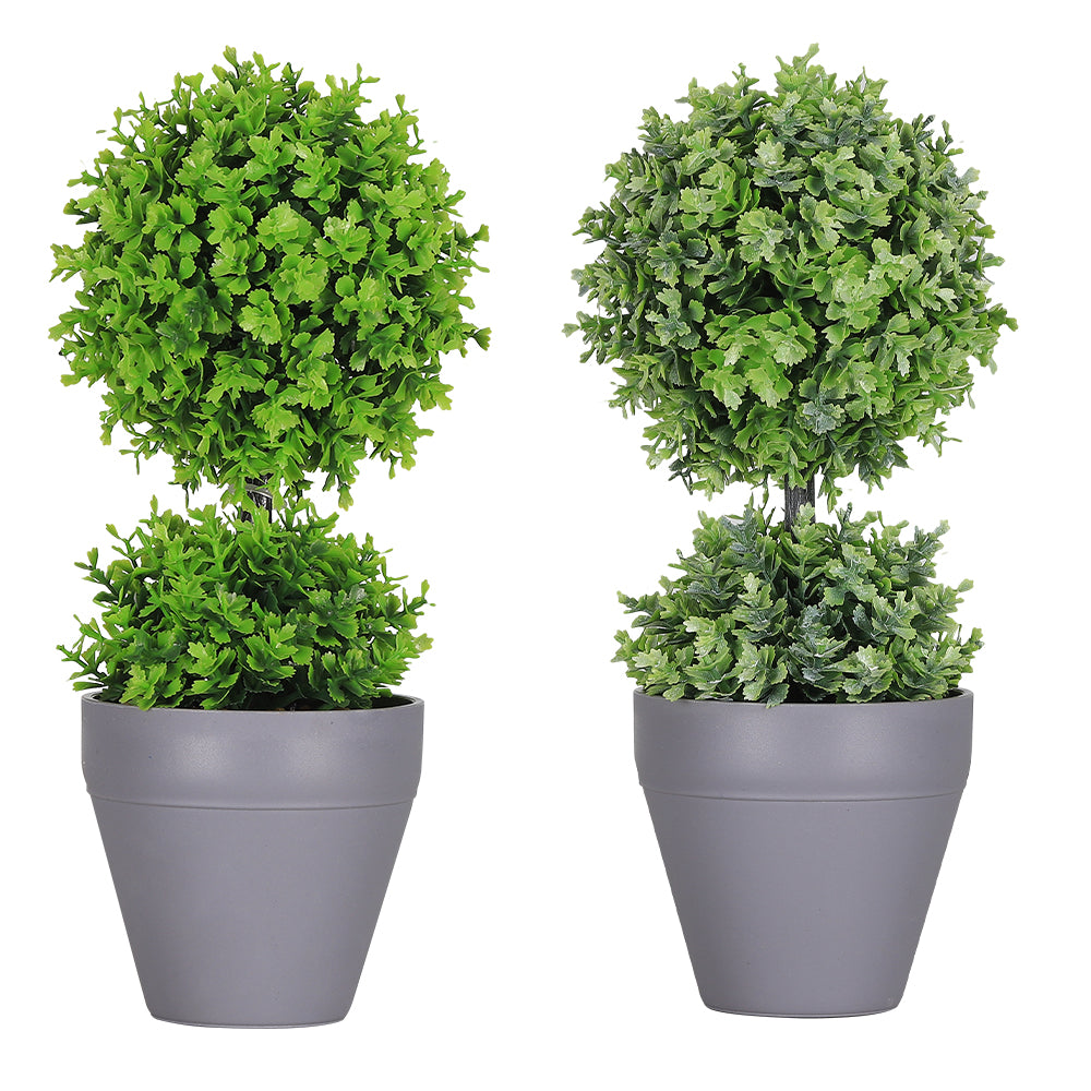 2-Pack Artificial Potted Plants, Mini Plastic Faux Flower Greenery for Living Room Bedroom Office & Desktop Decoration