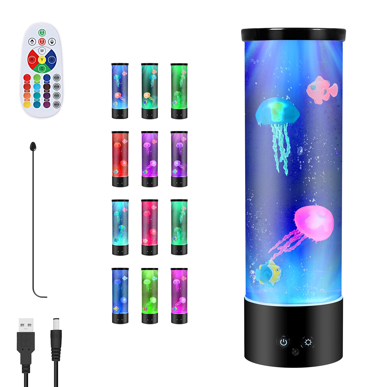17-Color Jellyfish Lava Lamp with Remote Control - Electric Aquarium Night Light for Home & Office Desktop Decor - Ideal Gift for Kids & Adults