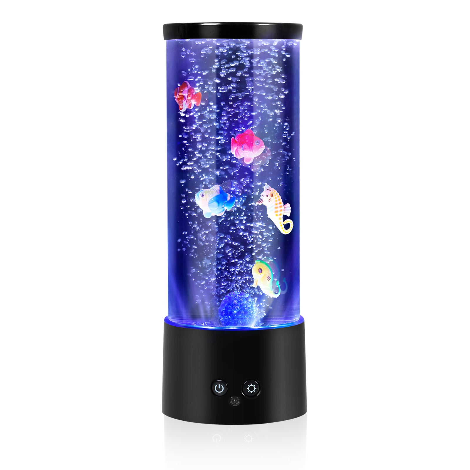 Color Changing Bubble Fish Lamp - Desktop Artificial Aquarium with 4 Lighting Modes - USB or Battery Powered Mood Light for Kids' Room & Relaxation