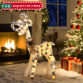 1pcs/3pcs Christmas Reindeer Family Yard Light Decorations With Decorated With Atmospheric Bow, Lighted 2D Reindeer Family With 60 L, Battery Pre-Lit Light Up Deer Set, Outdoor Christmas Deer Decorations For Yard Patio Lawn Garden Party