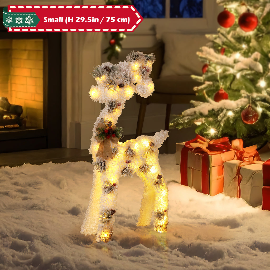 1pcs/3pcs Christmas Reindeer Family Yard Light Decorations With Decorated With Atmospheric Bow, Lighted 2D Reindeer Family With 60 L, Battery Pre-Lit Light Up Deer Set, Outdoor Christmas Deer Decorations For Yard Patio Lawn Garden Party