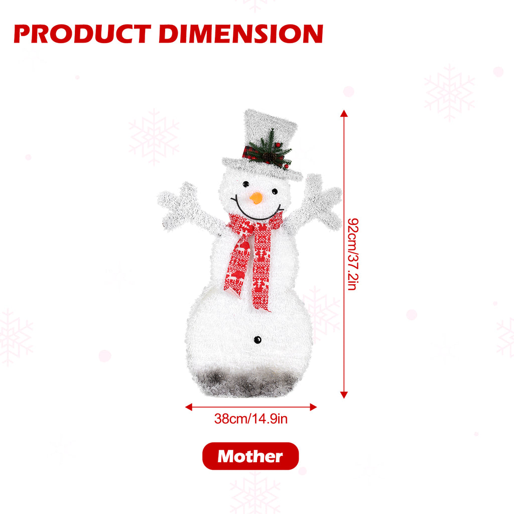 1pcs/3pcs Lighted Christmas Snowman Outdoor Decoration, Pre-Lit Snowmen with 140 LED Lights, 2D Light Up Plush Snowman Family for Xmas Front Door Indoor Garden Party New Year Yard Winter Lighted Holiday Displays Battery-powered